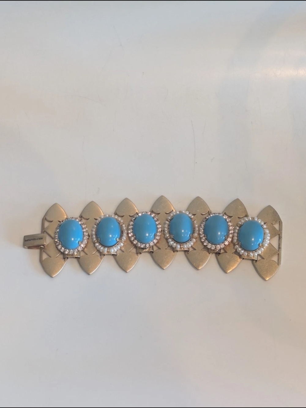 Juicy Couture Blue Cabochon and Silver-Tone Crystal Bracelet